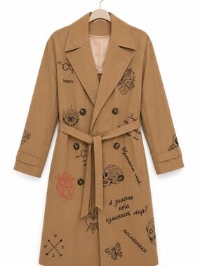 One-of-a-Kind Wearable Art Trench Coat | Hand-Embroidered Luxury Piece